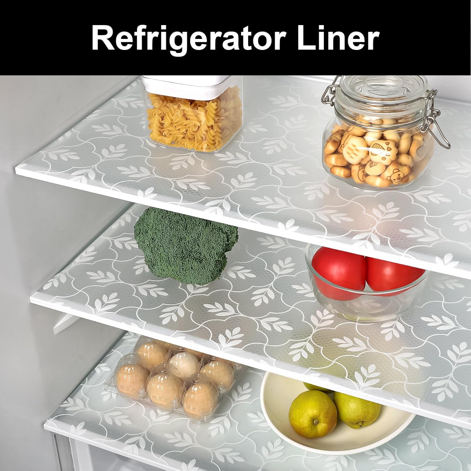Cooyes Shelf Liners for Kitchen Cabinets Waterproof & Oil-Proof Kitchen Cupboard Mats Non-Slip Drawer Mats EVA Material Non Adhesive Fridge Liner for Shelves
