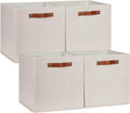 DULLEMELO Storage Baskets for Shelves Closet Storage,Sturdy Home Organization Bins for Gifts Empty,Foldable Fabric Storage Cubes Baskets for Nursery Toys Towels Clothes Storage(Beige-4 Pack)