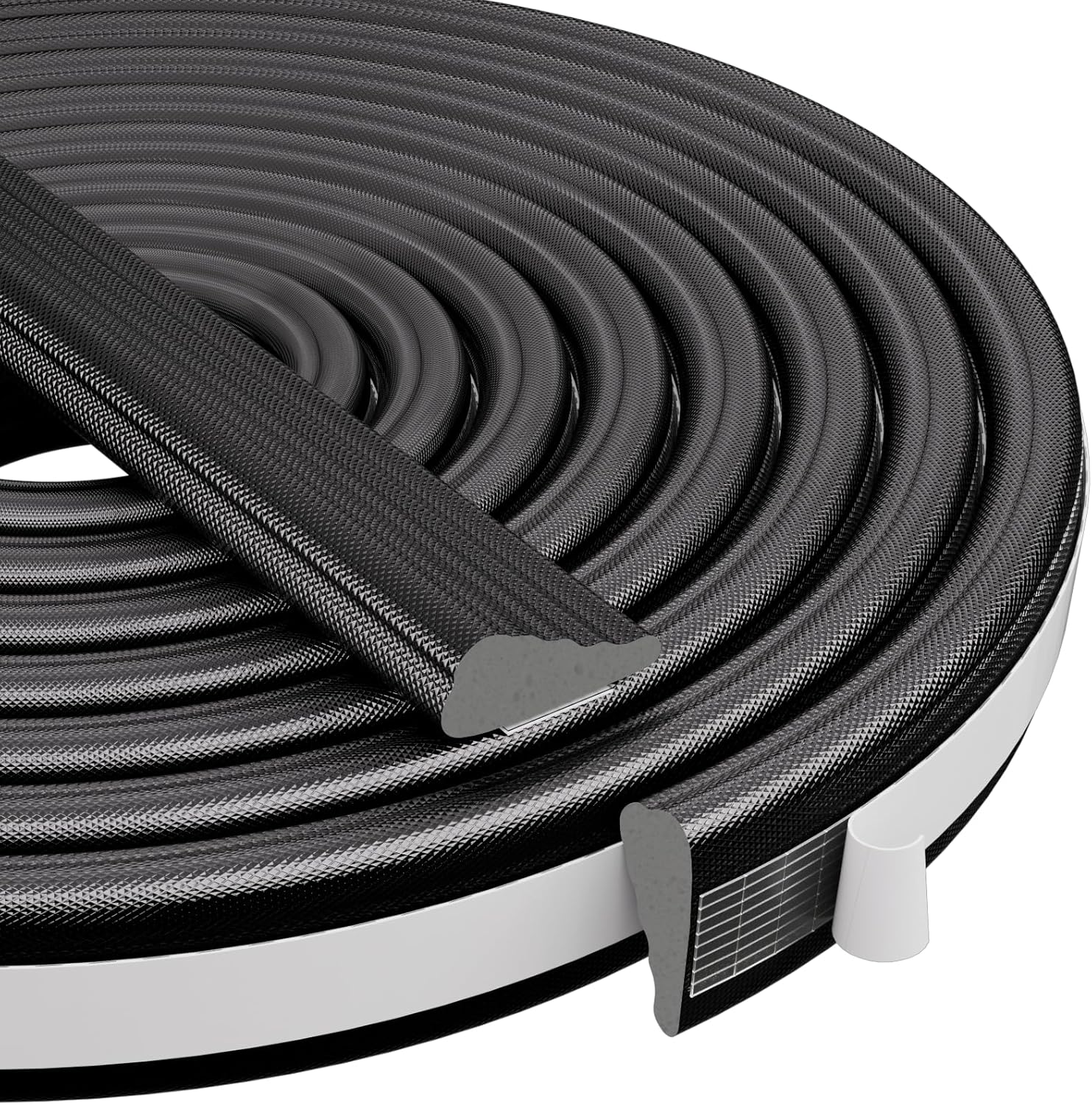 Wedge-Shape Window Weather Stripping Door Frame Seal Strip 118” White,Upgrade Black Foam,Soundproofing,Draft Stopper,Winter Insulation,Noise Blocker, Gap Filler for Exterior Front Door Side