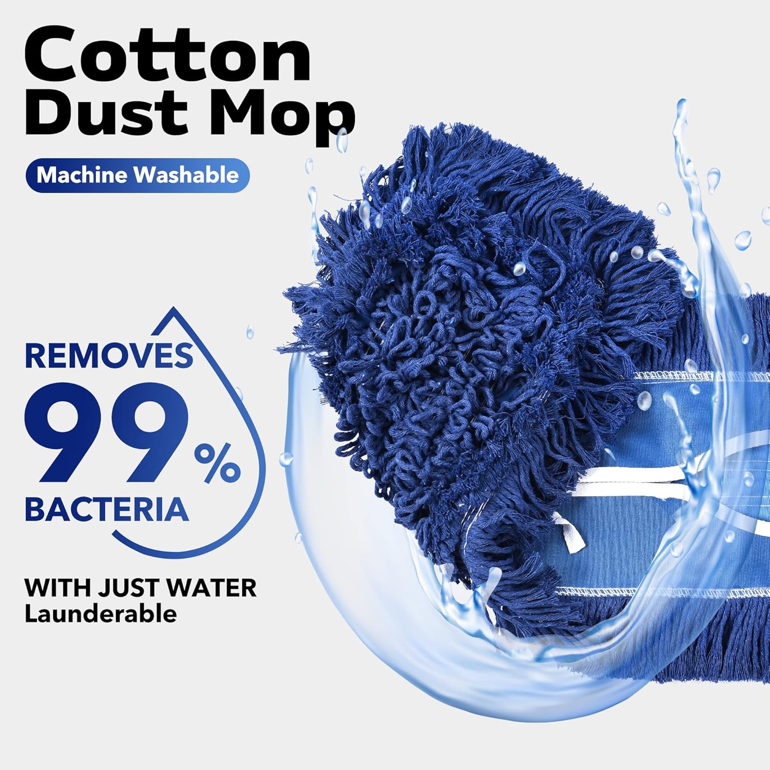MATTHEW CLEANING 36'' Industrial Strength Cotton Dust Mop Refill Washable Replacement Heads For Residential & Commercial Use Fit Standard Dust Mop Frames, Hardwood, Laminate, Concrete Floors 3 Pack