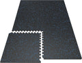 PRAISUN 0.6" Thicker Gym Mat, 6 Tiles 24 Sq Ft Workout Mats, Interlocking Foam Tiles with Rubber Top, High Density EVA Foam, Exercise Mat, Gym Flooring for Home Gym, Garage, 24 x 24in, Black/Blue