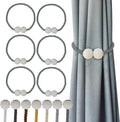 Hion Magnetic Curtain Tiebacks Gray Blue 6 Pack, Curtain Tiebacks Buckles Holdbacks Holders Hooks Clip for Home Bedroom Office Decorative Thick or Thin Curtain
