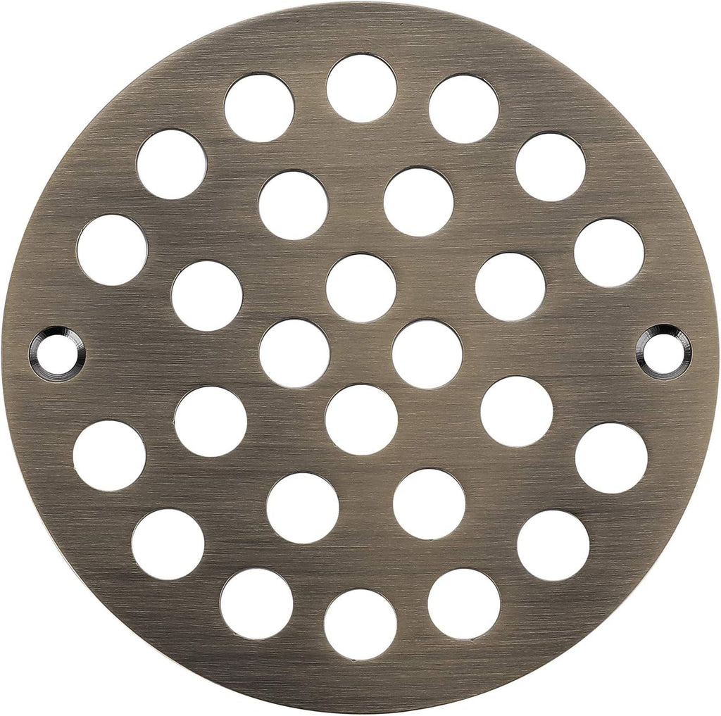 4-Inch Screw-in Shower Strainer Drain Cover Replacement Floor Strainer (Antique Brass)