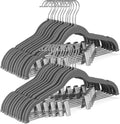 HOUSE DAY Velvet Skirt Hangers 24 Pack, Gray Hangers with Adjustable Clips, Space Saving Slim Velvet Pant Hanger, Heavy Duty Non Slip Clip Hanger for Pants, Skirts, Shorts