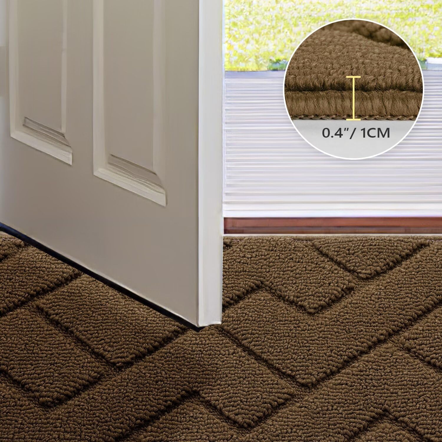 hicorfe Indoor Door Mat,Non Slip Door Mats,32"x48" Front Back Door Mat Rubber Backing,Absorbent Resist Dirt Entrance Inside Floor Mats for Entryway Washable Low-Profile(Dark Brown)