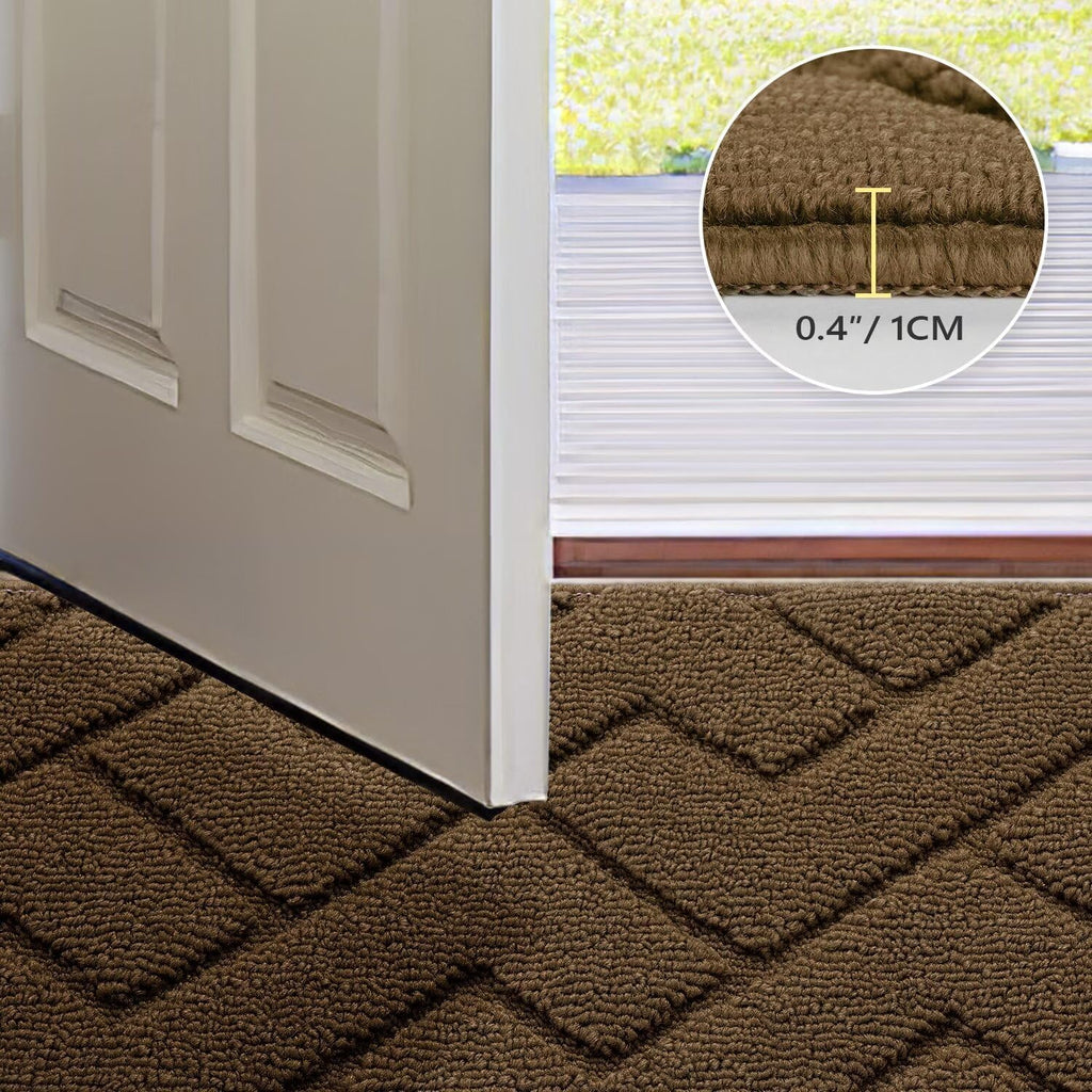 hicorfe Front Door Mat Outside Entrance,32"x40" Absorbent Muddy Dirt Resist Welcome Door Mats Outdoor Indoor,Stain and Fade Resistant,Non Slip Backing Entry Mat Doormat for Entryway(Dark Brown)