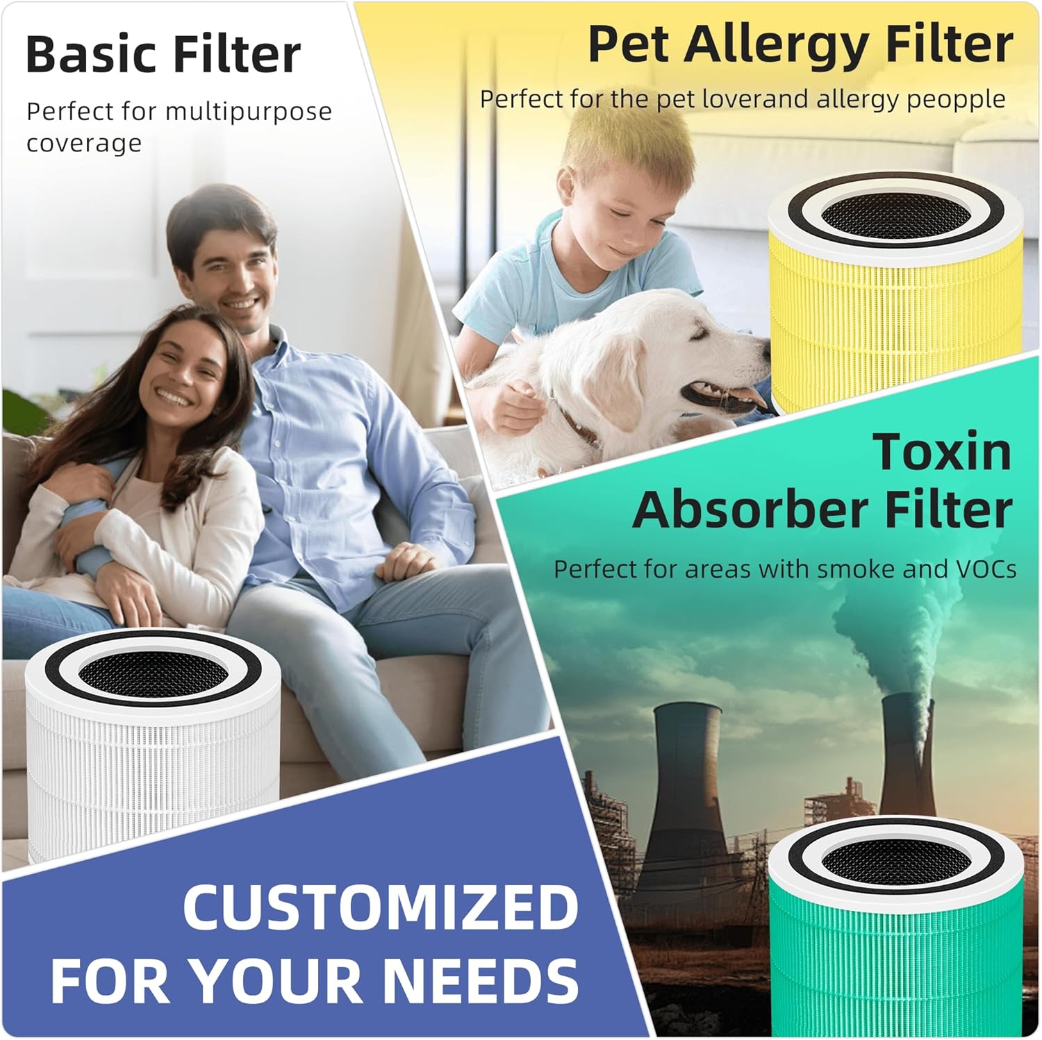 240 True HEPA Replacement Filter 14 for Puro 240 Air Purifier,3-in-1 High-Efficiency HP-14 with Activated Carbon Filter,2 Pack,White
