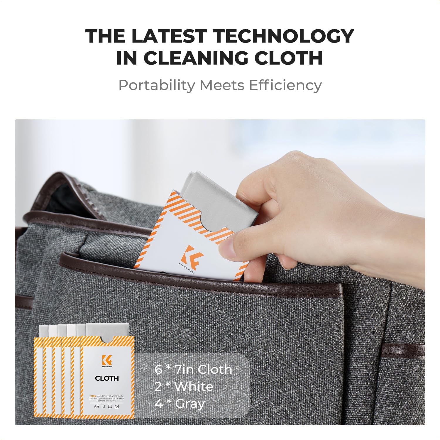 K&F CONCEPT 6 Pack Lens Cleaning Cloth | Microfiber Cleaning Cloth | Glasses Cleaning Cloths | Eyeglass Lens Cleaner | Eyeglasses, Camera Lens, VR/AR Headset, and Screen Cleaning | White & Grey