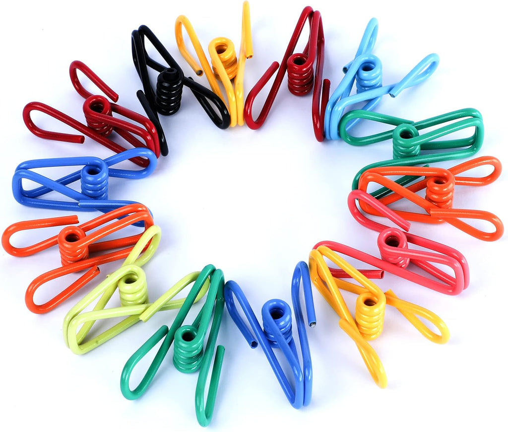 Riveda 30 Pack Assorted Chip Bag Clips Utility - PVC 2 Inch Coated Colorful Sealer for Sealing Food - Paper Holder, Clothesline Clip for Laundry Hanging, Kitchen Bags, Multipurpose Clothes Pins