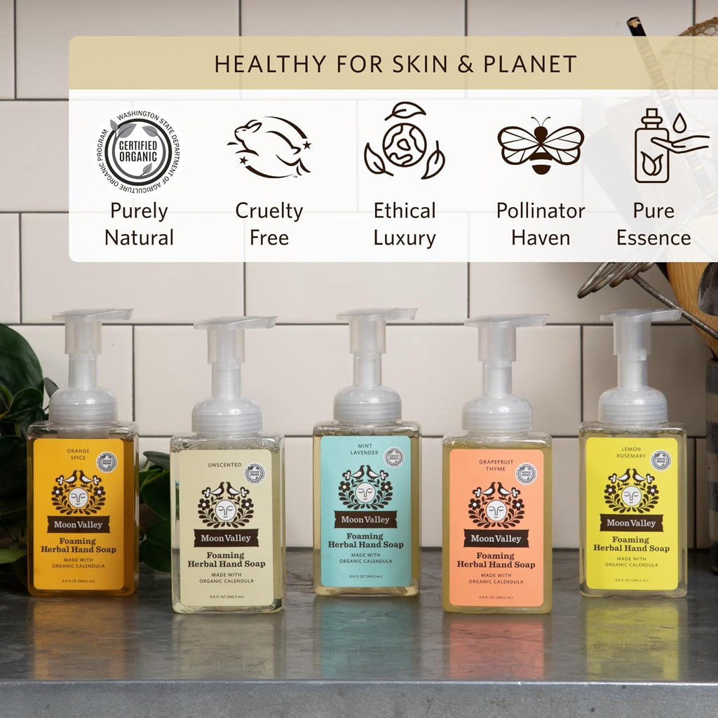 Moon Valley Herbal Foaming Hand Soap, Unscented Two Pack, Vegan, Recyclable Bottle