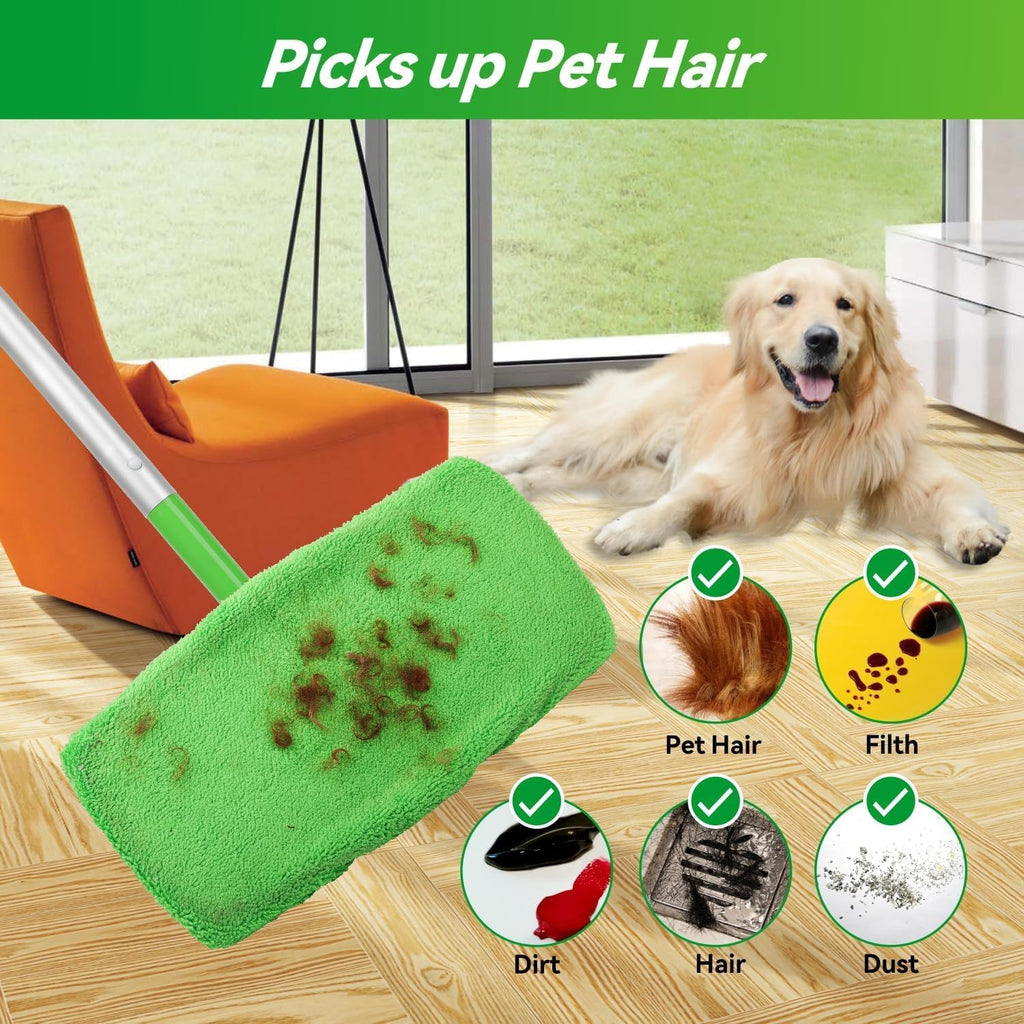Reusable Microfiber Mop Pads Washable Wet Pads Compatible with Swiffer Sweeper Refills Pads for Wet & Dry Sweeping Cloths Mop Head Replacement for Household Cleaning (4PCS)