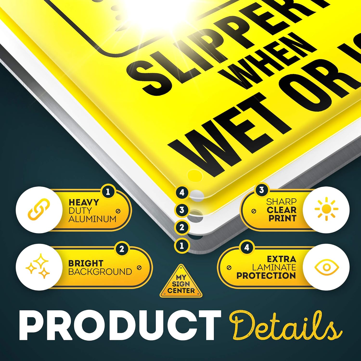 Caution Slippery When Wet Sign or ICY Sign, 7" x 10" 0.40 Aluminum, Fade Resistance, Indoor/Outdoor Use, USA MADE By My Sign Center