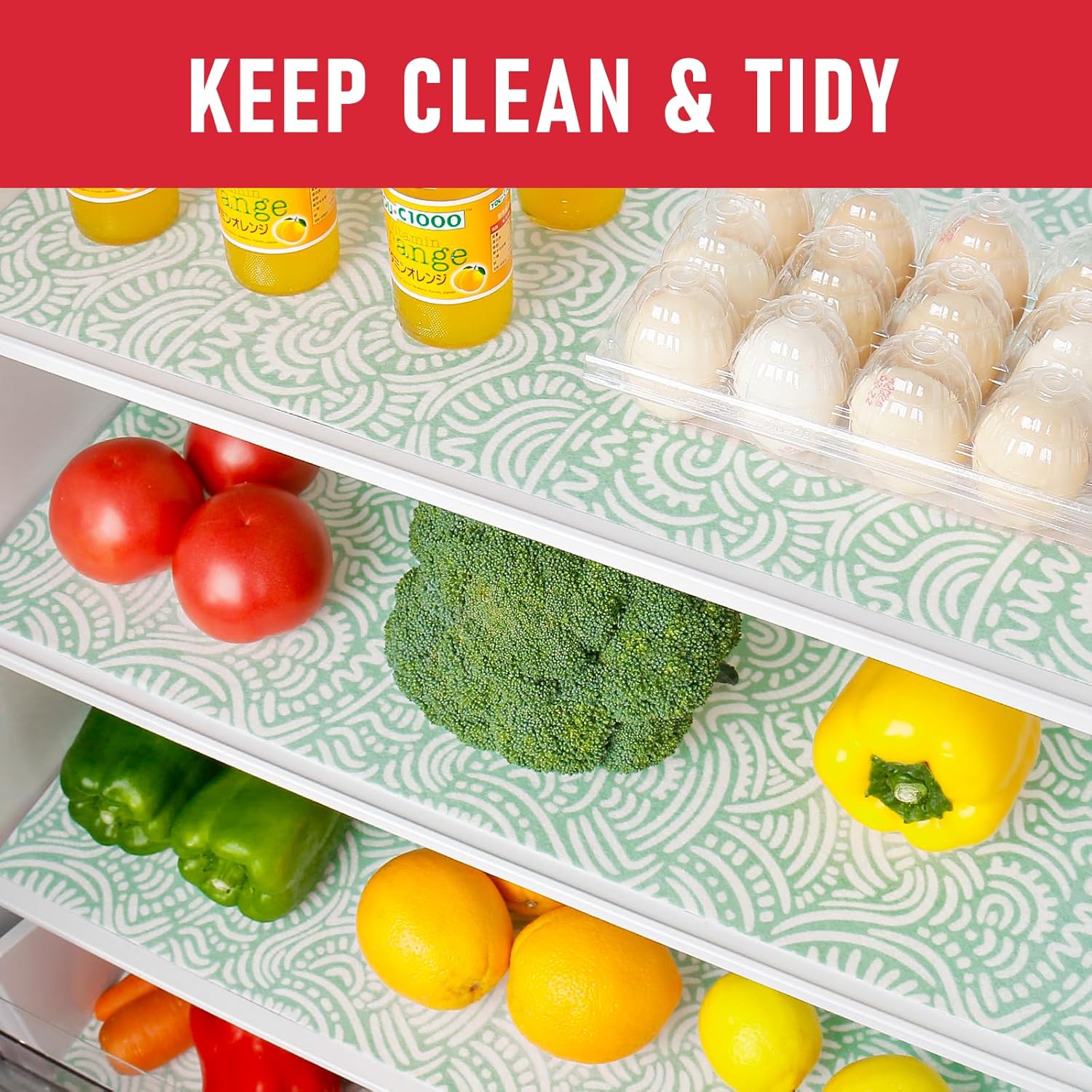 Cooyes Non-Slip Refrigerator Liners for Shelves, 17.7" × 24", 12 Pack, Large Fridge Drawer & Shelf Liners for Kitchen Cabinets Non-Adhesive, Breathable Material, BPAfree, Keep Produce Fresh Longer