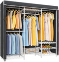VIPEK V5C Covered Clothes Rack Heavy Duty Portable Closet Wardrobe, Freestanding White Metal Clothing Rack with Black Dustproof Cover, Adjustable Custom Closet Rack, 57.9"L x 17.3"W x 76.4"H (Medium)
