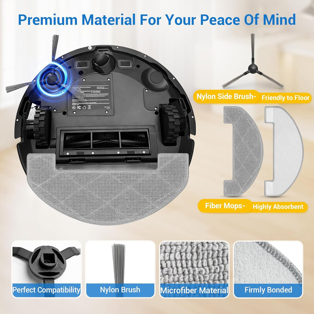 Bluevisk MS1 MAX Replacement Parts for For MONSGA MS1 MAX Robotic Vacuum Cleaner Parts with 1 Roller Brush, 4 HEAP, 6 Mop, 6 Dust Bags, 6 Side Brushes, 1 Clean Brush