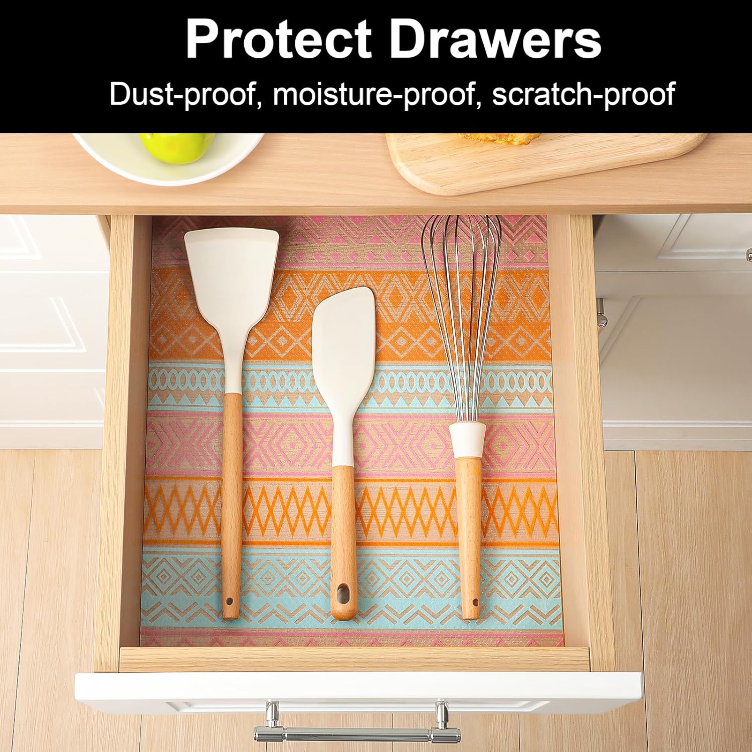 Cooyes Shelf and Drawer Liners for Kitchen Cabinets, Non Adhesive Cabinet Liner, EVA Waterproof Durable Non-Slip Drawer Mats for Shelves, Refrigerator, Storage, Desks