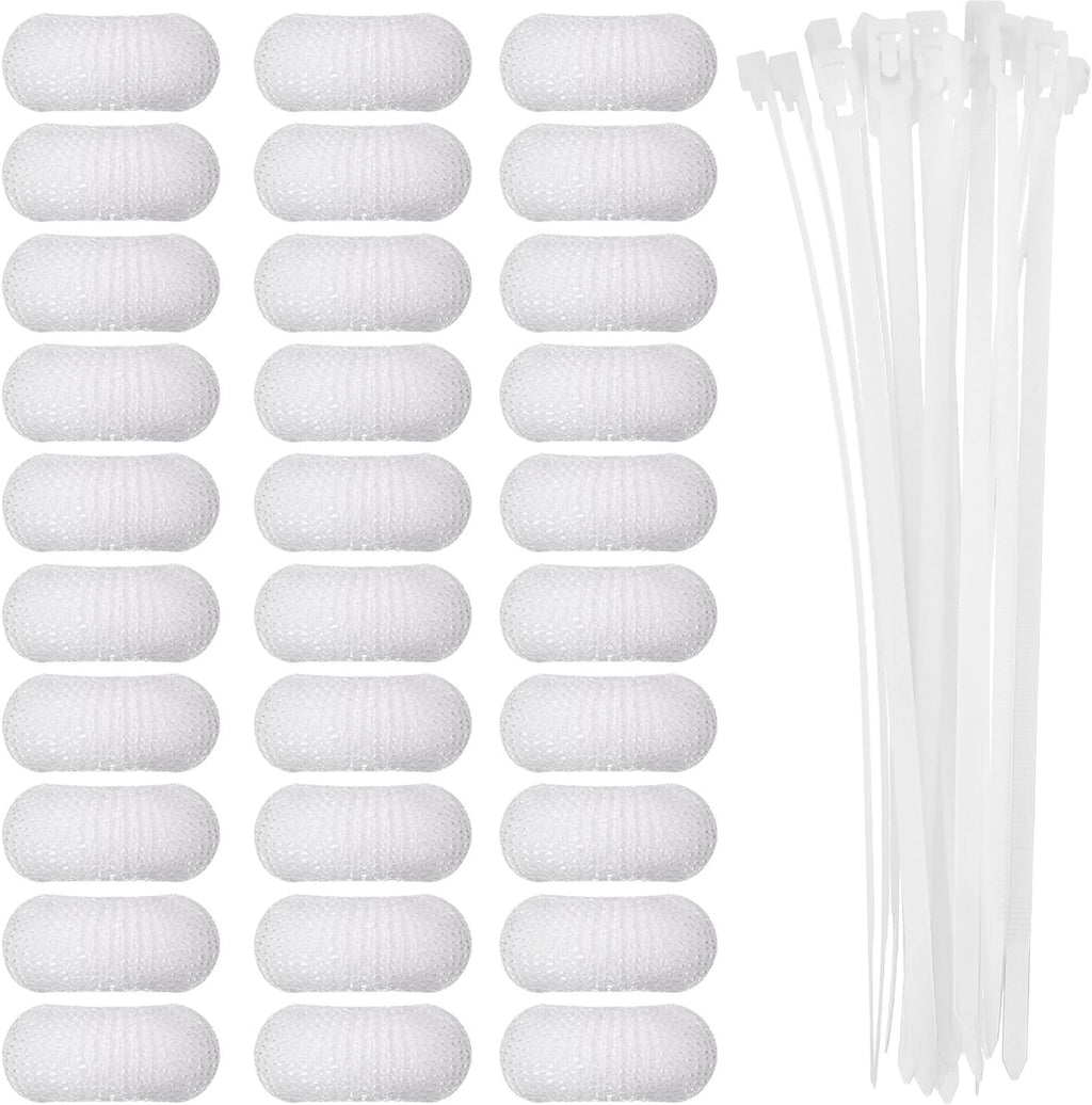 Sumind 30 Pack Nylon Lint Trap Washing Machine Lint Fabric Mesh Snare Washer Lint Catcher with 30 Pack Cable Ties