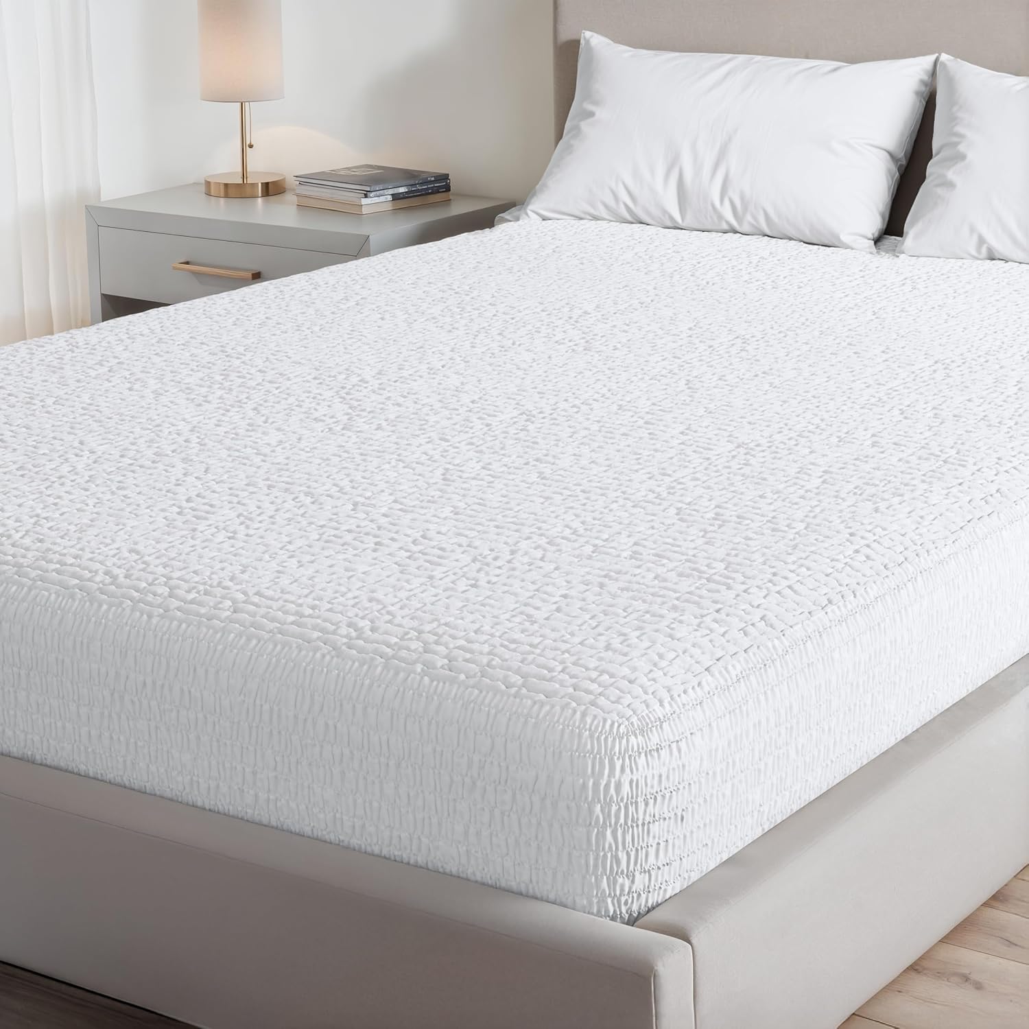 PAULATO BY GA.I.CO Full Waterproof Mattress Protector – Mattress Cover for Full Size Bed – Breathable Noiseless Hypoallergenic Machine Washable – Water Proof Protector with Deep Elastic Skirt