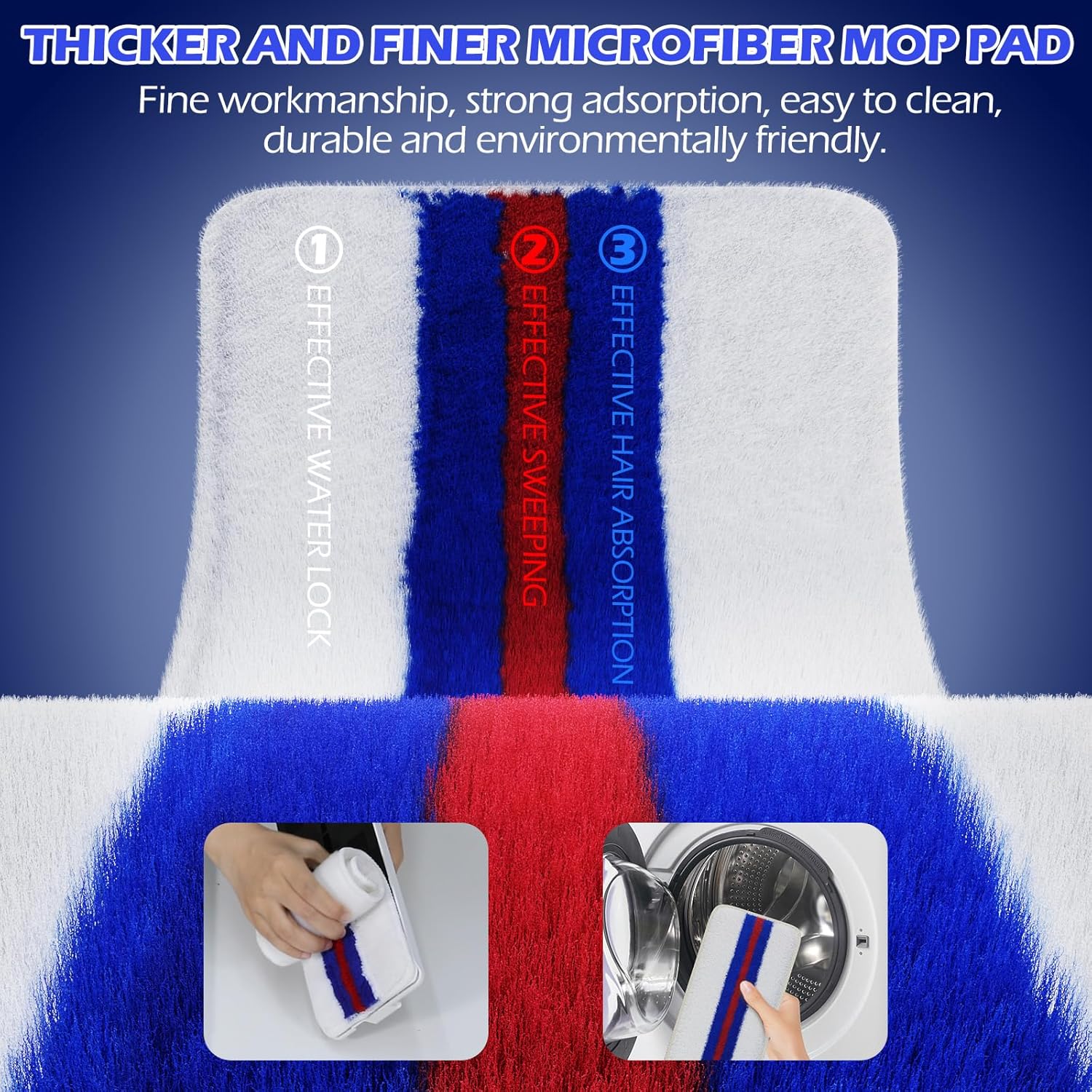 Mop and Bucket Set,Midyb Flat Mops and Bucket System with 2 Microfiber Pads,Mop and Bucket with Wringer Set,Automatic Separates Dirty and Clean Water,Wet and Dry Use Mops for Floor Cleaning