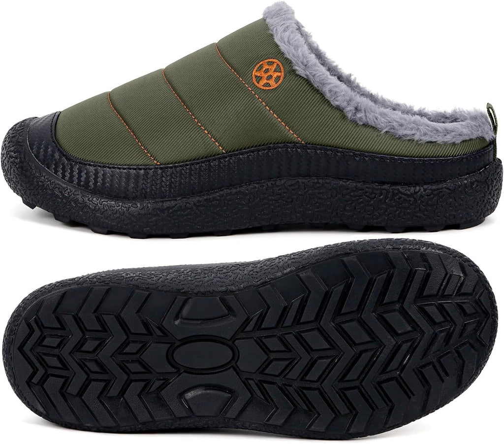 Womens Mens House Slippers Slip on Snow Winter Warm Fully Fur Lined Slippers Indoor Outdoor Shoes