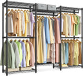 SONGMICS Heavy-Duty Clothes Rack, Garment Rack, Portable Closet, 68.7-Inch Wide Clothing Rack with Adjustable Mesh Shelves and Hanging Rails, Ink Black ULGR433B01