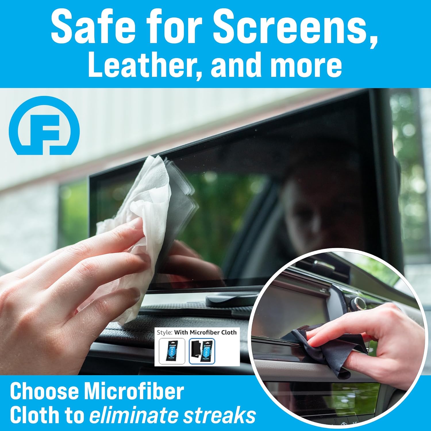 Fortress Car Wipes with Microfiber Cloth (25 ct, Pack of 6) for Interior Cleaning, Dashboard, Seats, Detailing, Steering Wheel [Travel Size] Skin-Safe Cleaner Supplies