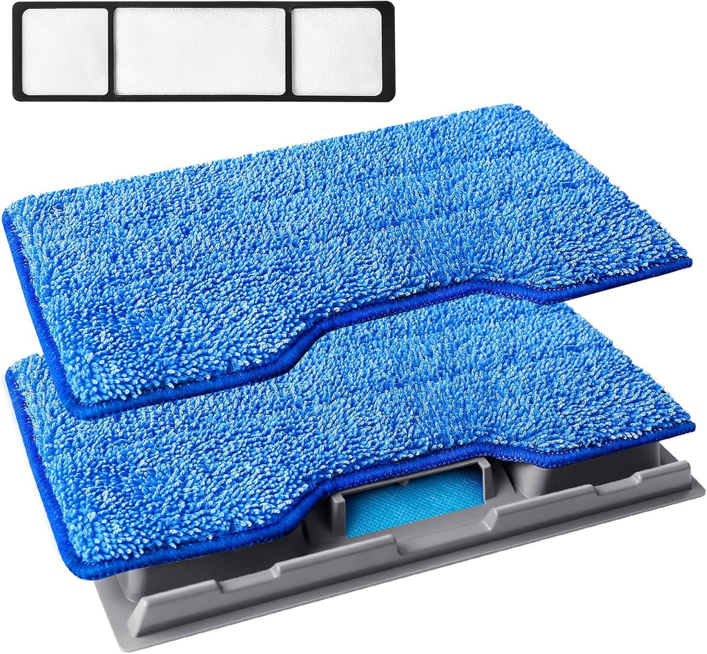 KEEPOW Reusable Mop Replacement Pads Compatible with Shark Vac Mop VM252 VM200 VC205 VM250 VM190 VM200P12, Vacuum Mop Pads Refills for Hardwood Floor with Upgraded Dirt Chamber, Blue, 2+1+1 Pack