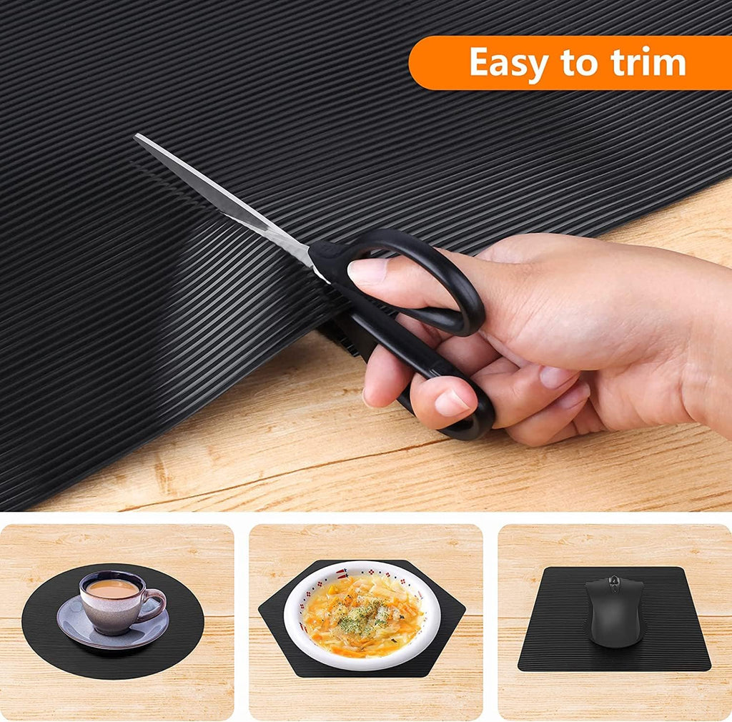 Shelf Liners for Kitchen Cabinets Non Adhesive Drawer Liner EVA Material Cupboard Mat Refrigerator Mats Washable Fridge Liner for Cabinet, Storage and Desks 23.6 x 393.7 Inches Black