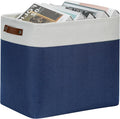 DULLEMELO Large Storage Basket 17"x12"x15",Fabric Organizer Bin for Storage Clothes, Toys, Books,Storage Bin with Handles for Bedroom, Closet, Nursery (White&Blue,1 Pack)