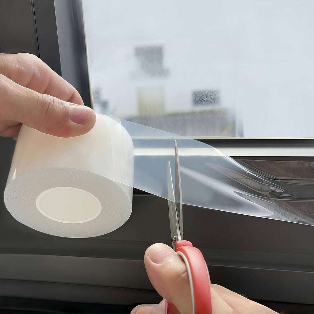 Window Weather Sealing Tape 2 in x 105 FT Weather Stripping Weatherproof Draft Stopper Clear Window Insulation Tape for Doors Windows Garages RVs Energy Saving Kit (2 in x 105 Feet)