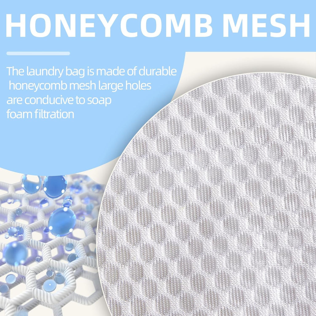Mesh Laundry Bags, Mesh Wash Bags, Durable Mesh Structure with Strong Zipper, Suitable for Underwear, Delicate Clothes, Pants, Shoes, Socks Washing (Honey mesh, Large 20 * 24in*3pcs)