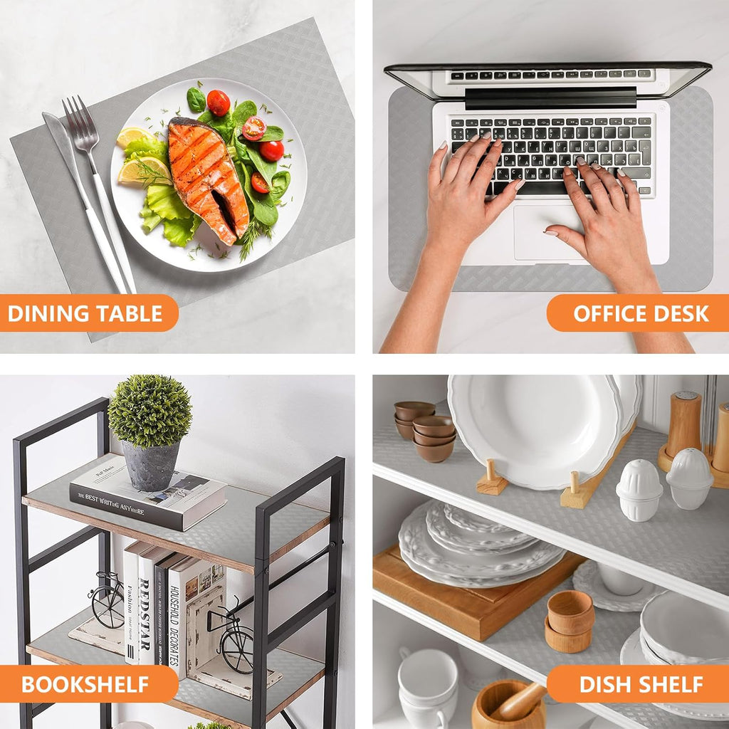 Light Gray Shelf Liners for Kitchen Cabinets Refrigerator Liners Waterproof & Oil-Proof Kitchen Cupboard Liner Drawer Mats EVA Material Non Adhesive Fridge Liner for Shelves 23.6 x 393.7 Inches