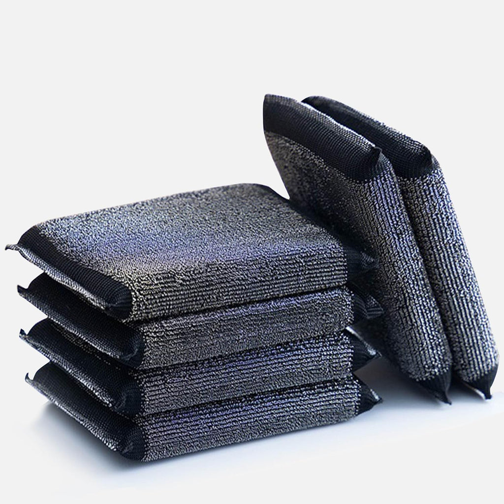Steel Wool Scrubber Dish Sponges - Kitchen Scrubbing Pads Pot Scrubber for Kitchen Non Scratch, Soft and Fast sponges for Cleaning (6 Pack)