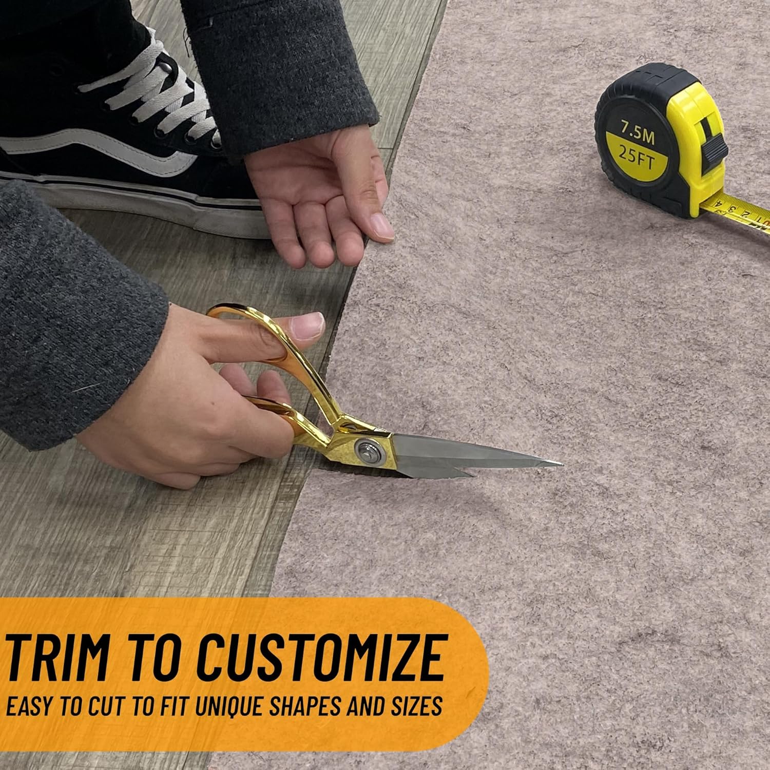 Ottomanson 2' x 8' Non-Slip Rug Pad Gripper 1/4 Inch Thick Dual Surface Felt + Rubber Gripper - Safe for All Floors, Brown