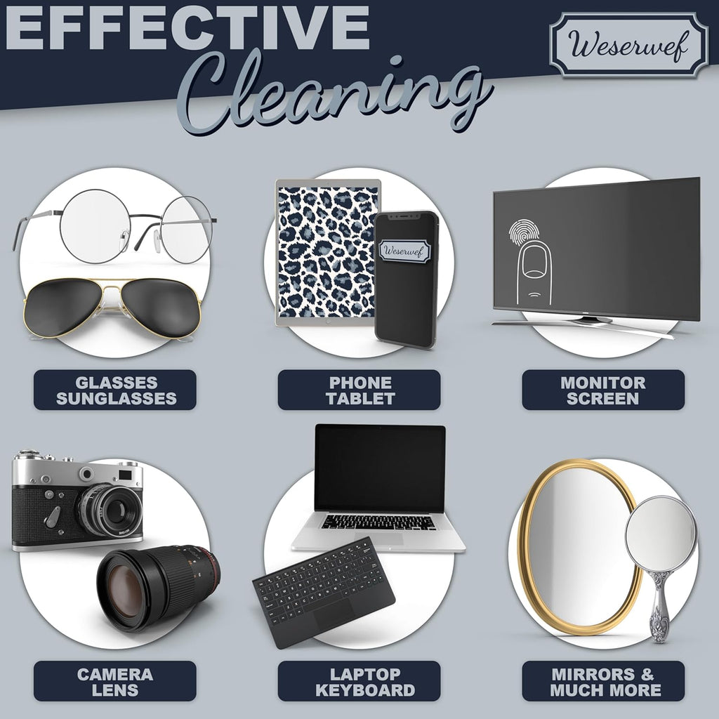 WESERWEF Design Microfiber Glasses Cleaning Cloth – Premium Cleaning Cloth for Eyeglasses, Screens, Tablets, Cameras & Lenses, 12" x 12", Ultra-Soft & Scratch-Free (Leo)