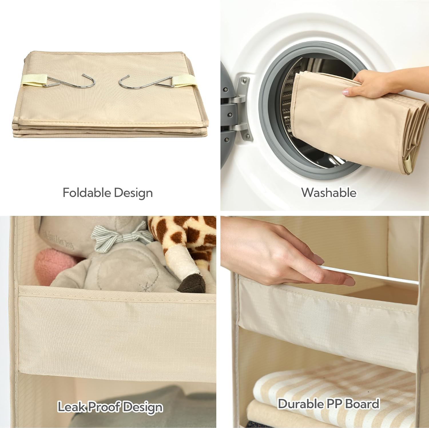 GRANNY SAYS 3-Shelf Hanging Closet Organizer, Closet Organizers and Storage, Closet Storage Hanging Shelves, Clothes Organizer for Closet, Closet Hanging Organizer, Hanging Storage Organizer, Khaki