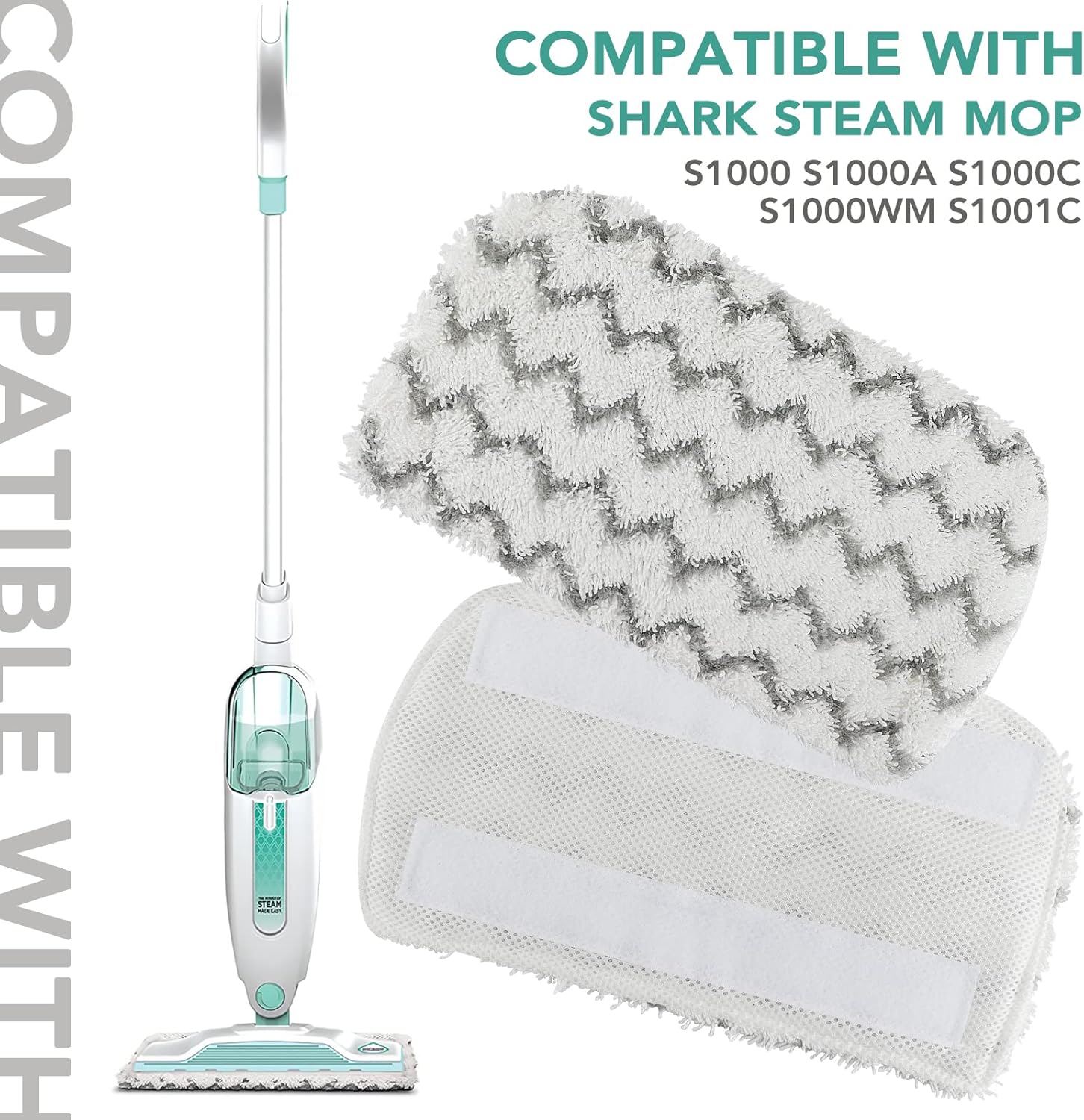 Sgizoku S1000 S2001 Steam Mop Replacement Pads for Shark Steam Mop S1000 S1000A S1000C S1000WM S10001C S1200 & S2001 SteamSpot Steam Mop - Dirt Grip, Washable & Reusable for All Floor Clean - 5Pack