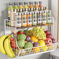 Magnetic Shelf for Fridge with Wood Lid, Fruit Potato and Onion Storage Bins, Pantry Organizers and Storage, Strong Magnetic Spice Rack for Refrigerator, Kitchen Counter and Laundry Room (Large)