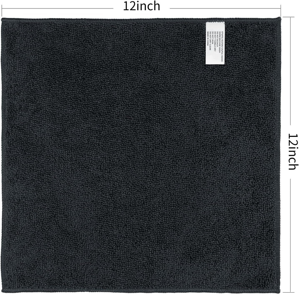 Orighty Washcloths Bulk Towels Set 50 Pack, Highly Absorbent and Super Soft Microfiber Fingertip Towels, Multi-Purpose Wash Cloths for Bathroom, Hotel, Spa, and Gym, 12x12 Inch, Black