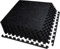 AIRHOP 0.56in Thick 24 Sq Ft Exercise Equipment Mats, 6 Tiles Upgraded Rubber Top with High Density EVA Foam, Large Interlocking Puzzle Gym Flooring for Home Gym, Heavy Weight Workout, 24 x 24in