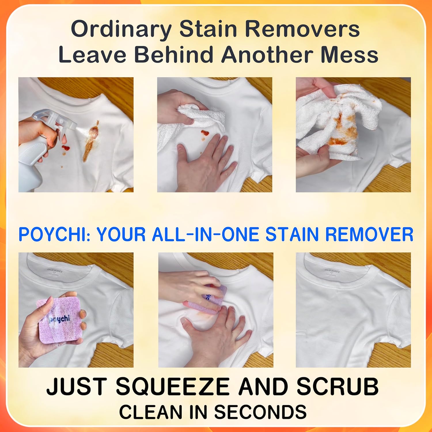 Magical Fiber Stain Remover- Use as Spot Remover- No Dry Cleaning Food, Grease, Coffee Off Laundry, Tea, Fabric, Pet Stains, Stain Remover Sponge Clothes, Carpet, Sofa, Mattress & Upholstery (1 Pack)