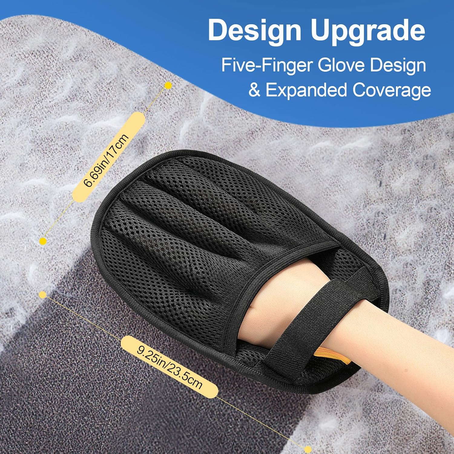 2Pcs Pet Hair Removal Glove for Cats & Dogs, 2025 Newly Upgraded Five-Finger Electrostatic Pet Hair Gloves, Reusable Pet Hair Remover Tool for Couch, Clothing, Car Seat,Carpet