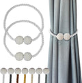Hion Magnetic Curtain Tiebacks White 2pcs, Curtain Tiebacks Buckles Holdbacks Holders Hooks Clip for Home Bedroom Office Decorative Curtain