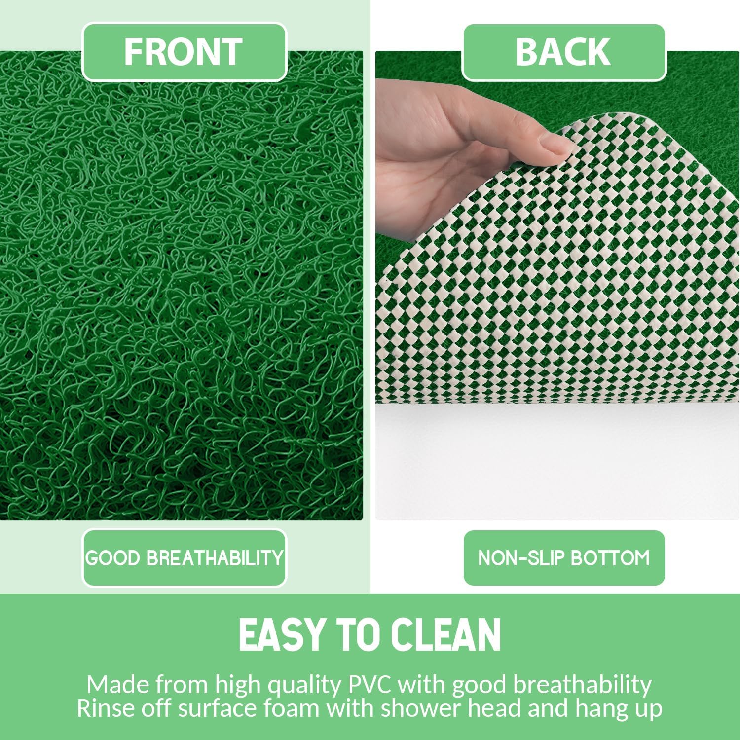 Non-Slip Bathtub Mat, Anti Slip Shower Mat, Fast Drying Bathtub Mats, Foot Scrubber Mat, Anti Slip Mat for Tub, Floor, Bathroom, Kitchen, Home, Hotel (Dark Green 24"×16")