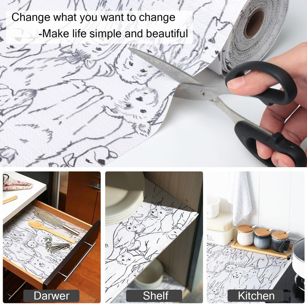 Animal Shelf and Drawer Liner for Cabinets, 12IN x 20FT Non-Adhesive and Strong Non-Slip Dog Shelf Cabinet Drawer Liners for Kitchen, Waterproof Cupboard Liners,Easy to Clean
