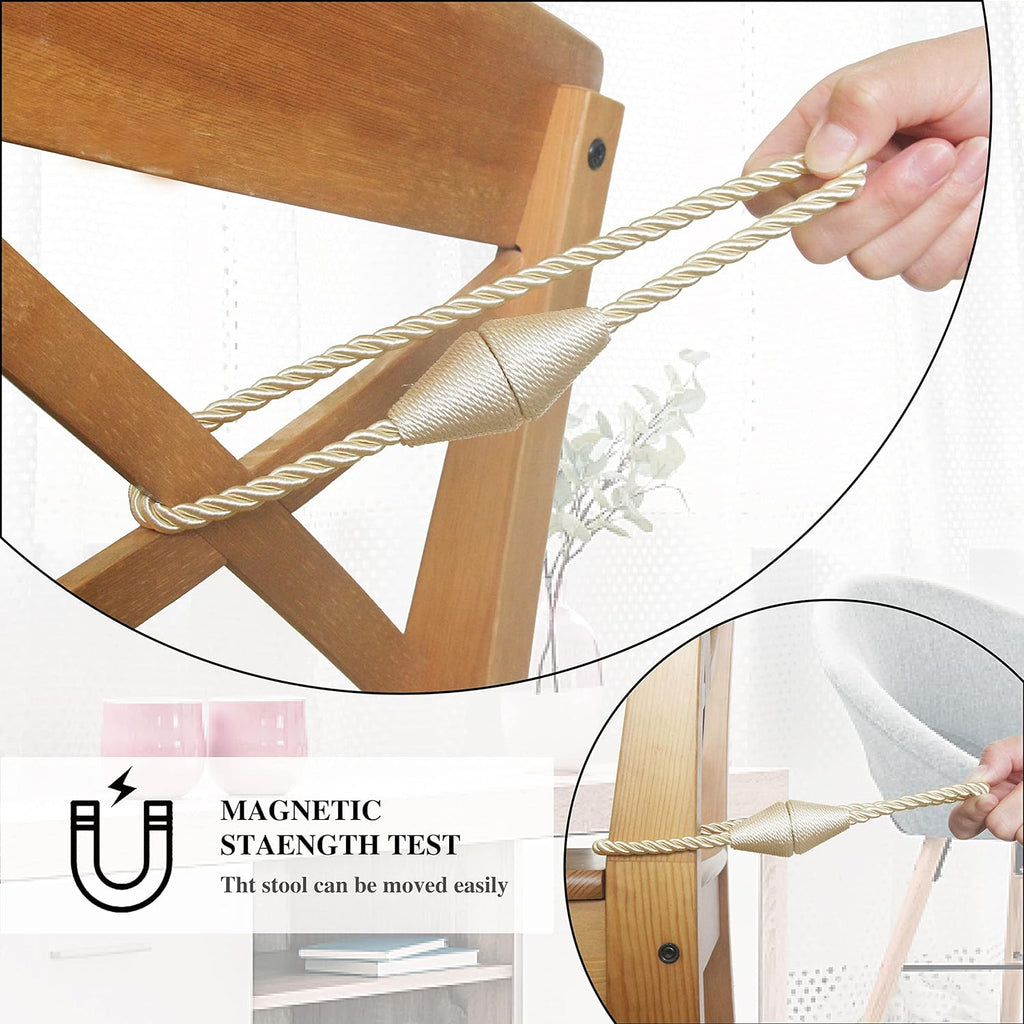 2 Pack Magnetic Curtain Tiebacks Rope Modern Handmade Curtain Tie Backs Decorative Drapes Weave Holdbacks for Window Décor, Beige