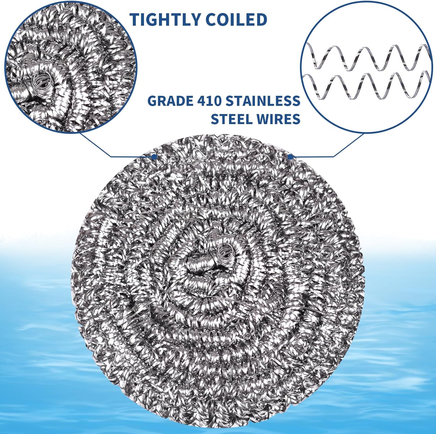 Stainless Steel Scrubber Scrubbing Scouring Pad Sponges Clean Pot Pan and Steel Wool for Kitchen Bathroom (10Pcs Metal Scrubber)