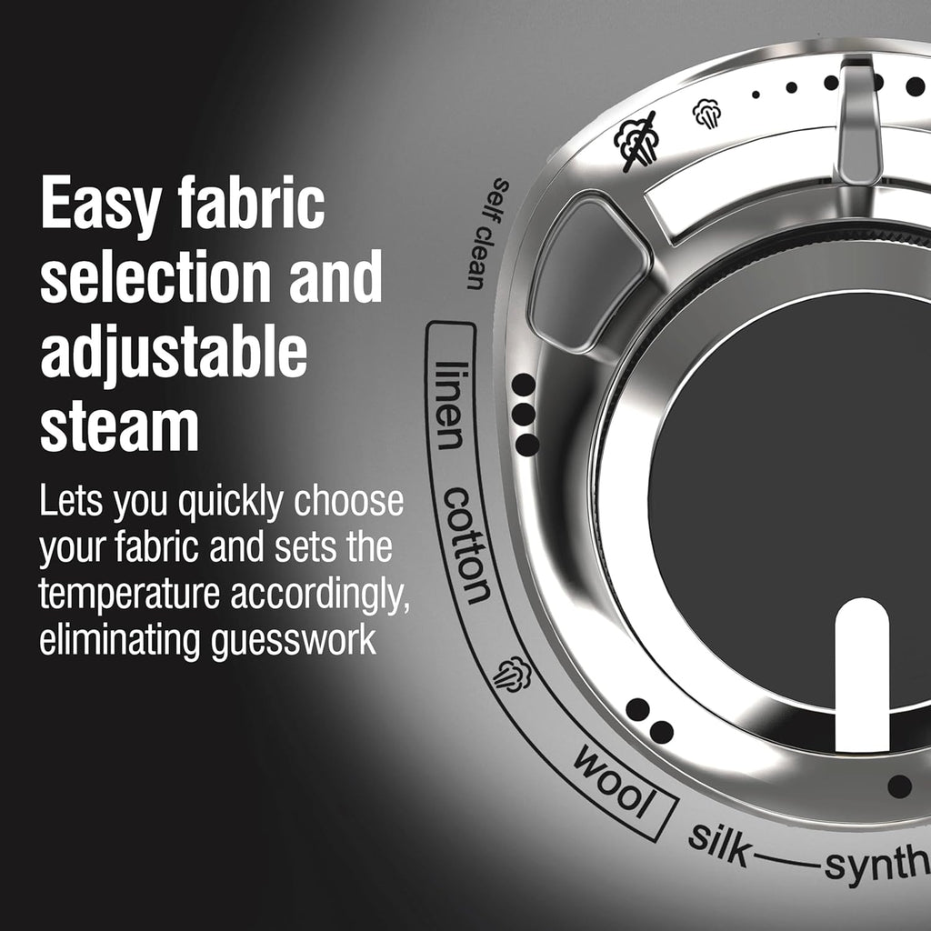 CHI Steam Iron for Clothes with 8’ Retractable Cord, 1700 Watts, 3-Way Auto Shutoff, 400+ Holes, Professional Grade, Temperature Control Dial, Titanium Infused Ceramic Soleplate, Silver (13106)