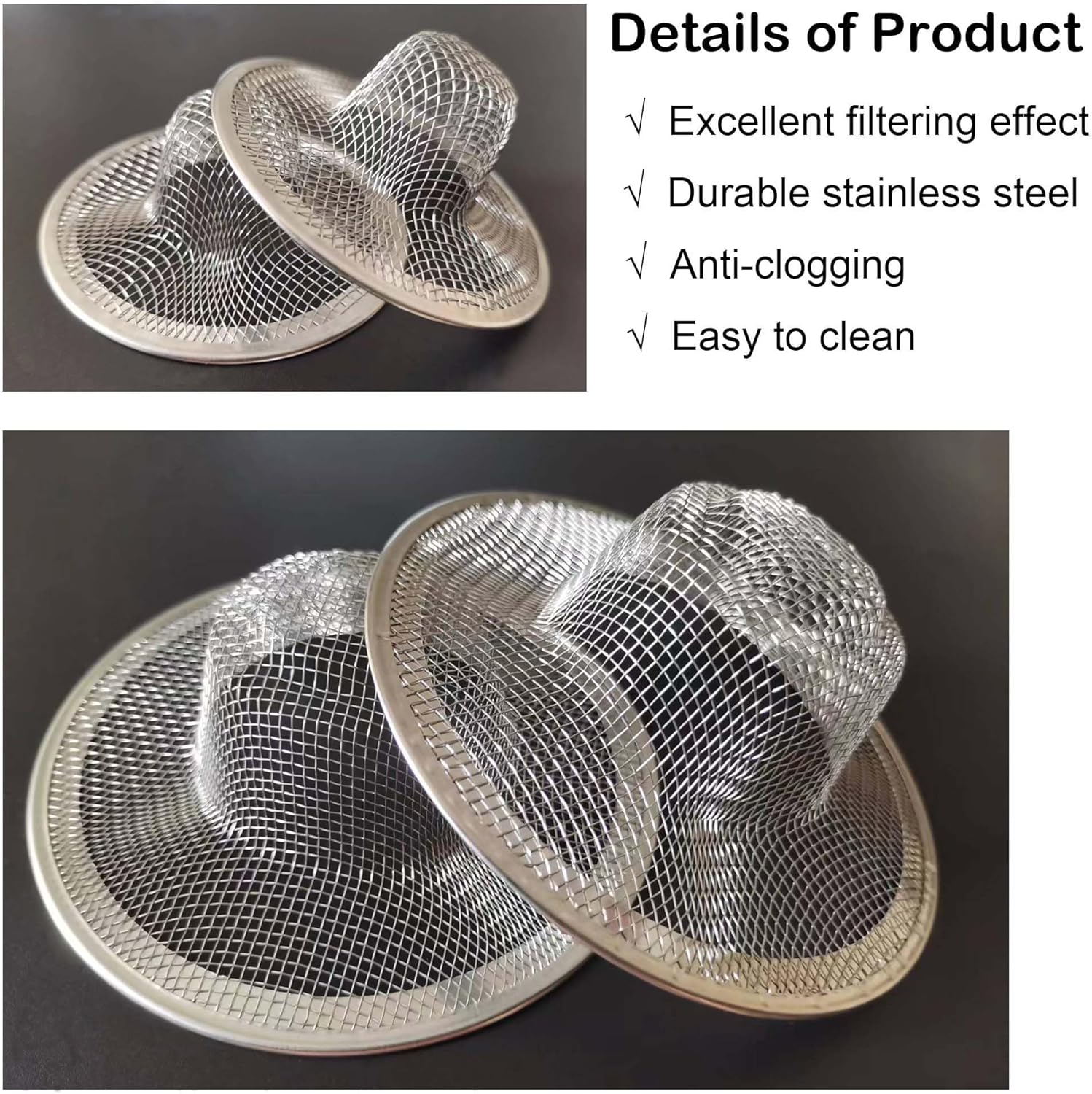 20Pcs Small Drain Mesh Basket, 2.125'' Bathroom Sink Drain Strainer Screen Mesh Sink Strainer Hair Catcher Drain Filter Cover for Bathtub Lavatory RV Laundry Shower Floor Utility Sink Drain