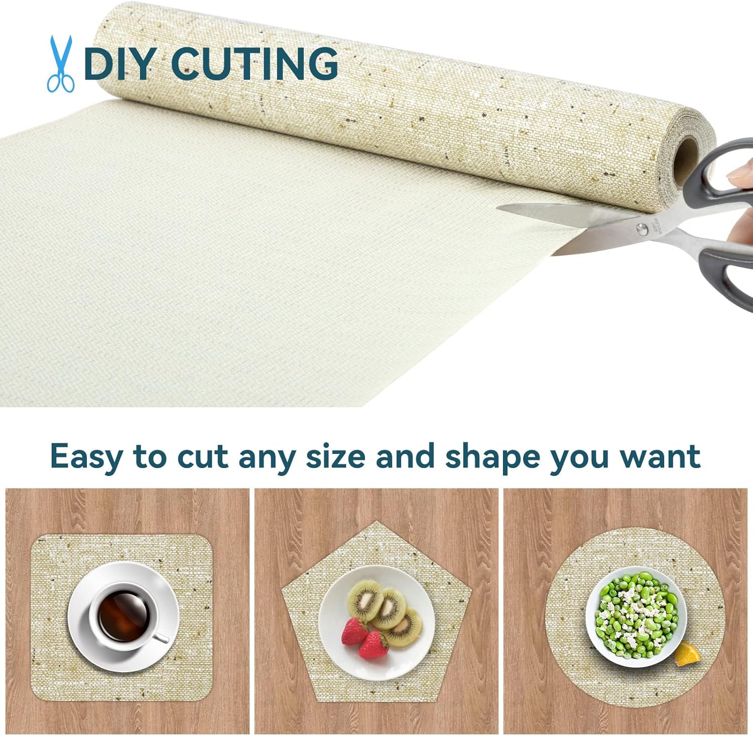Non Adhesive Shelf Liner 20 Inch x 30 Feet Kitchen Cabinet Liner, Anti-Slip Cabinet Liner, Waterproof Drawer Liner, Kitchen Cabinet Liners for Shelves Easy to Trim